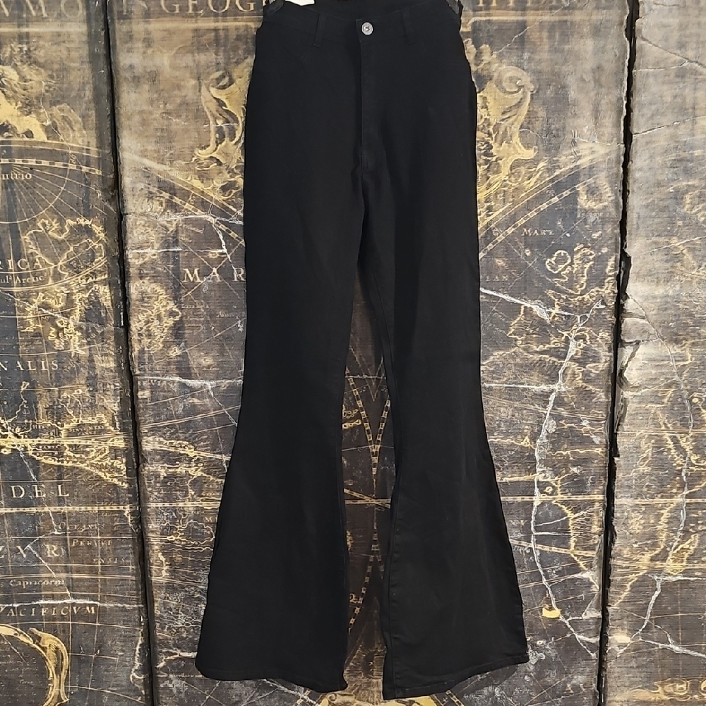 Black flare high waisted jeans